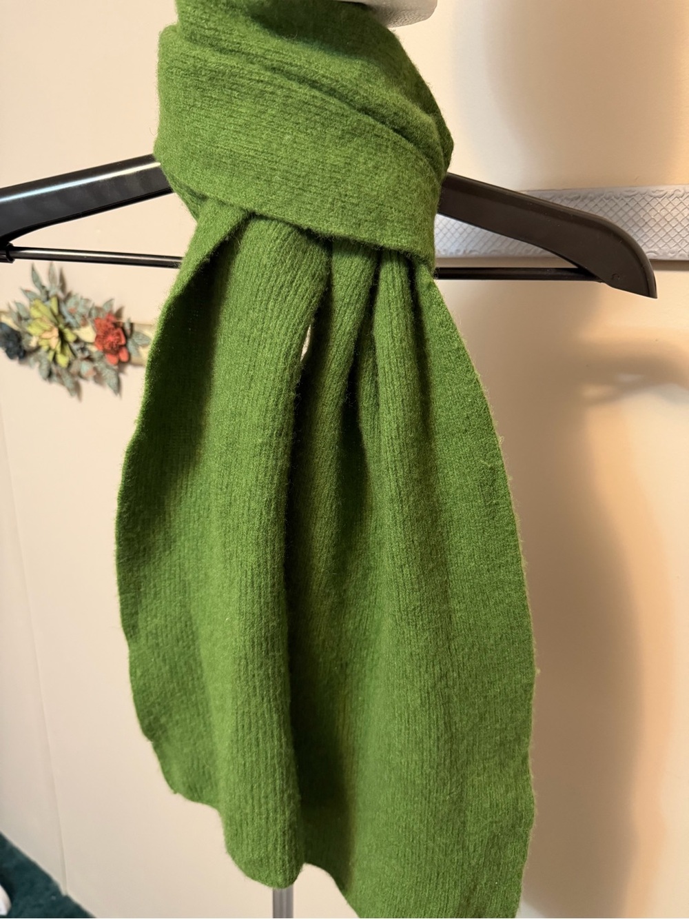 Vintage GAP Green Ribbed Lambswool Knit Scarf - Cozy Winter Classic